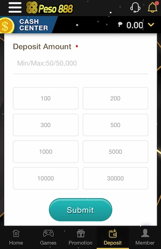 Step 2: Enter the deposit amount. 