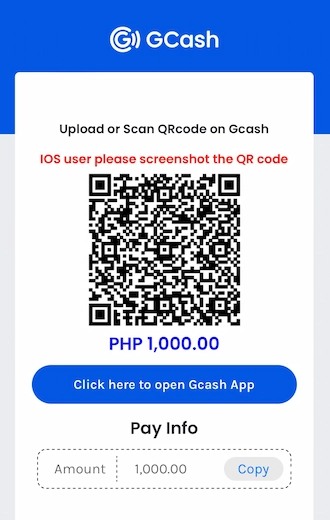 Step 4: Log in to your GCash wallet and make a payment using the QR code.