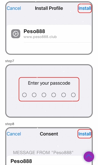 Step 4: nter the phone passcode and tap install.